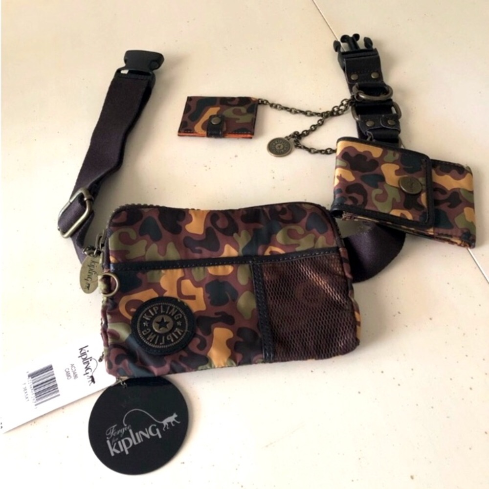 Kipling by Fergie Mischievous Belt Bag multi-colored camouflage print Fanny Pack